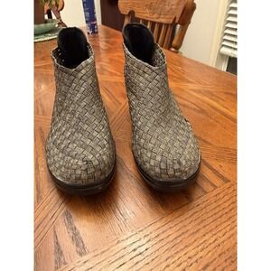 Bernie Mev Gem Bronze Slip On Platform Wedge Woven Comfort Ankle 37 Size 7 ECU